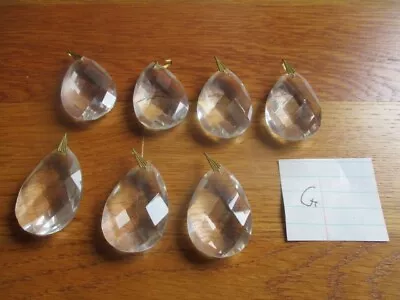 Lot Of 7 • VTG. GLASS CHANDELIER CRYSTAL TEARDROP PRISMS (2 ) • $8