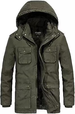 JYG Men's Winter Thicken Coat Casual Military Parka Jacket With Removable Hood • $114.39