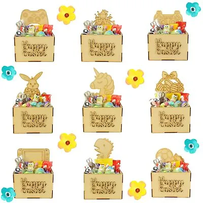 Easter Hamper Chocolate Eggs Sweet Treat Box Wooden Craft Childrens Gift • £5.99