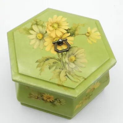 Hand Painted Floral Trinket Jewelry Box Artist Signed 1974 Six-Sided Vintage • $18