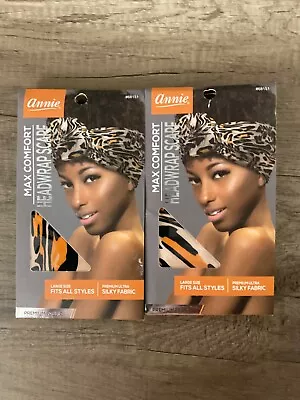 (2) Annie International Max Comfort Headwrap Scarf - Leopard Print - Large Size • $6