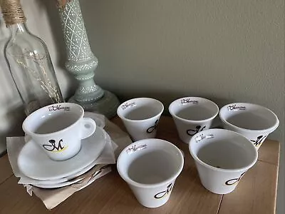 6 X Tazze Cappuccino Espresso Cups And Saucers White Cafe Barista Coffee • £7