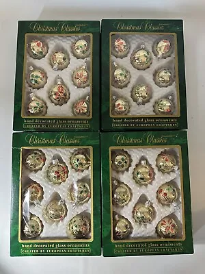 $49.95 • Buy Vintage Christmas Classics Commodore Glass Ornament Romania Lot Of 4 Boxes 32 Pc