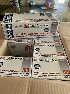 Omni Shield AMS Vinyl POWDERED Gloves  1 Case   10 Boxes Of 100 Size XL • $50