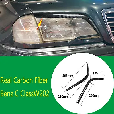 2×Real Carbon Fiber Headlight Eyelid Eyebrow Trim For Mercedes Benz C Class W202 • $60.34