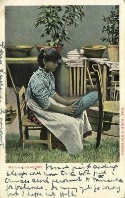 Malta Beautiful Maltese Lace-Worker Girl (1899) Postcard (2) • $12.99