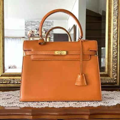 Authentic MORABITO Scala 28 2way Shoulder Hand Bag Orange Gold Women With Box • $935