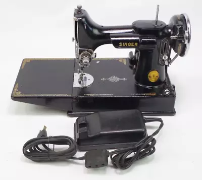 Vintage Singer 221 Portable Electric Sewing Machine Featherweight W/Case READ • $421.95