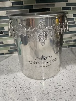 Moet Chandon Champagne Ice Bucket Tub Silver Metal Grape Vine Handles Vintage • $175