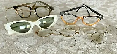 $49.99 • Buy Lot Of 6 Vintage Eye Glasses, Horn Rimmed, Sunglasses, Gold, Bakelite Willson 