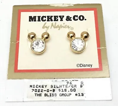 Vintage Disney Mickey Mouse Napier Earrings Pierced Solitaire Icon On Card  • $38.25