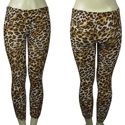 £5.99 • Buy Ladies Stretchy Animal Print Brown Multi Full Length Elasticated Waist Leggings