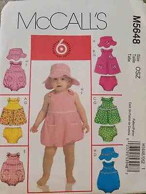 McCall's Sewing Patterns 5648 Infants' Dresses Rompers Panties And Hat Sz NB-L • $4.99