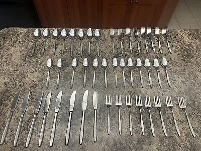 Stainless Silverware Flatware JAPAN 45 Pieces Silverware Very Heavy Vintage • $45