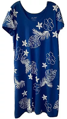 M Mac Vermont Country Store Royal Blue Leaves Dress L • $35