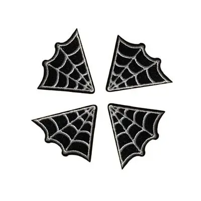 4PCS Spider Web Collar Patch Goth Fabric Embroidered Iron Sew On Applique Badge • £4.99