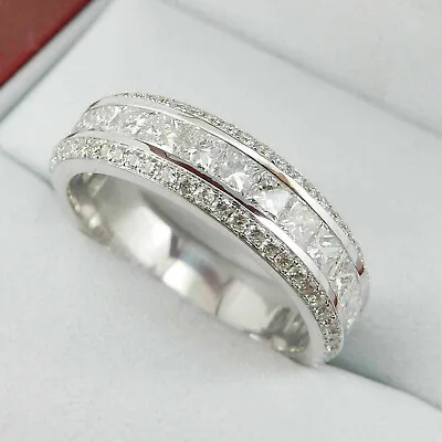 14K White Gold Finish Men's Round Lab-Created 2.5 CT Diamond Wedding Band Ring • $45