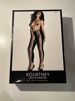 Ann Summers Kourtney Lace Up Leggings - UK Size Med - Brand New In Box - RRP £35 • £14.99