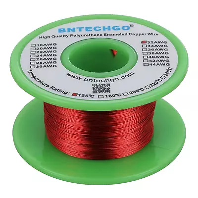 BNTECHGO 32 AWG Magnet Wire 4 Oz - 0.0078  Red Enameled Copper Coil • $16.49