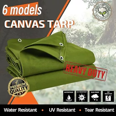 6 Models Heavy Duty Canvas Tarp Waterproof Outdoor Shelter Camping Tarpaulin AU • $85