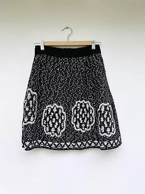 Chanel Monochrome Cotton Tweed Skirt With Flower-like Shapes Sz FR 36 • £380