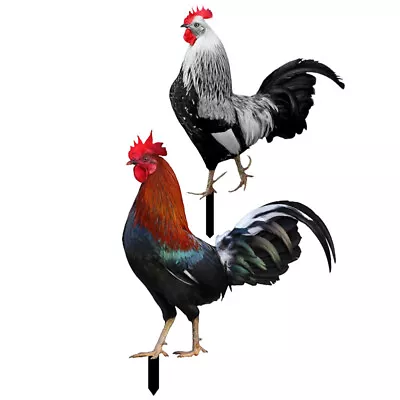 2 Pcs Metal Yard Art Poultry Statue Outdoor Decor Rooster Decor • $16.99