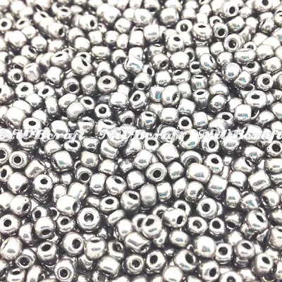 50g High Quality Metallic Colour Plated Round Glass Seed Beads Size 2mm/3mm/4mm • £2.89