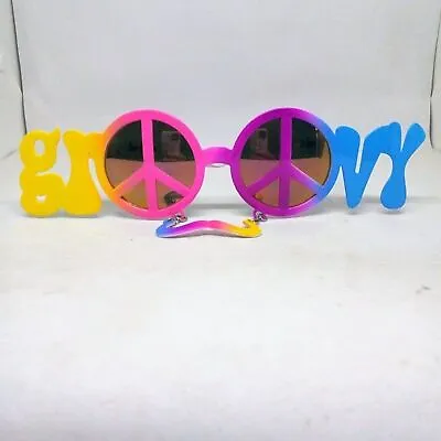 Sun-Staches Groovy Mustache Sunglasses-Mirrored-Tie Dye-Peace Sign-Novelty • $12.99