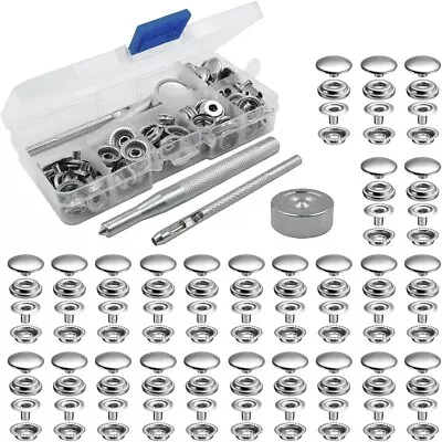 25 Sets 15Mm Metal Snap Button Tool Leather Snap Fasteners Kit With 3 Pcs Setter • $16.20