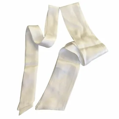 2sides100% Natural Mulberry Silk White Scarf Hair Tie Headband Bag Handle Cover • $9.99