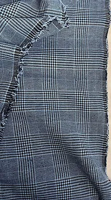 4.8 Metres Teal/Blue Check Plaid Cotton Blend Fashion Suit Skirt Dress Fabric • £0.99