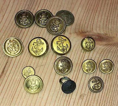 Job Lot 15 Vintage Royal Navy Military Uniform Buttons Anchor Metal Sailor Naval • £16.50