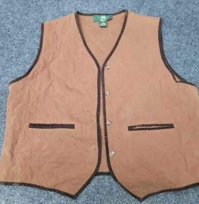 ORVIS Vest Mens Extra Large XL Brown Outdoor Western 4 Button Sleeveless H5 • $37.49