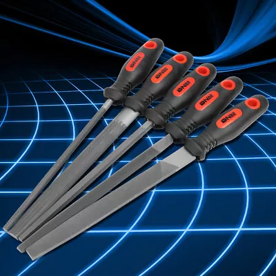 5Pcs Heat-Treated Steel Rubber Handle Tooth Pattern Double Cut Bastard File Set • $16.99