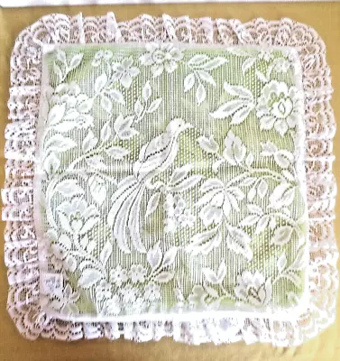 White Lace Cushion Covers Bird Of Paradise 18  Square BNWOT • £10