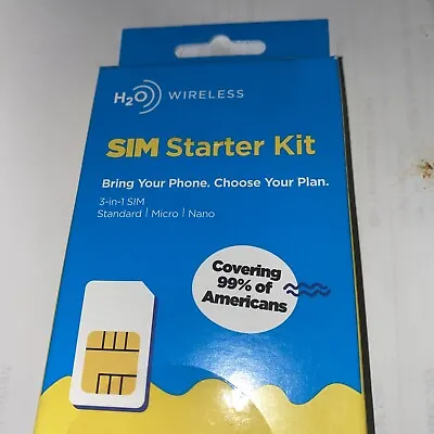 H2O X2 Pin Wireless SIM Starter Kit 3-2 SIM Card For Unlocked Phones Free Ship • $24.99