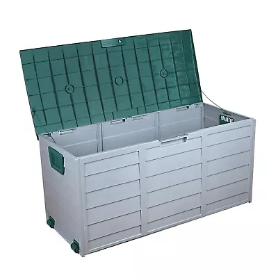 Green 290L Plastic Storage Box Garden Outdoor Shed Utility Cushion Chest Truck • £59.95