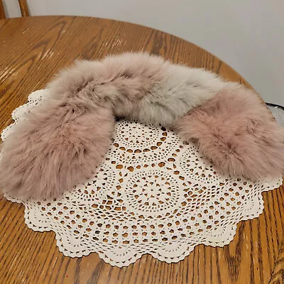 Genuine FOX Fur Collar Piece   Pink Teal  26 In. • $16.90