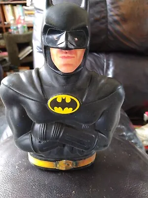 Vintage 1989 Batman Plastic Piggy Bank Crossed Arms Michael Keaton DC Comics • $11.02