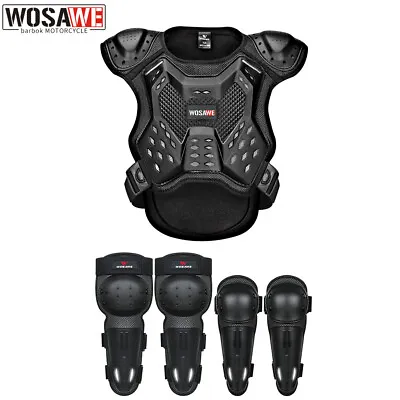 WOSAWE Kid Motorcycle Body Armor Vest EVA Knee Elbow Pads  Anti Collision Set • $45.65