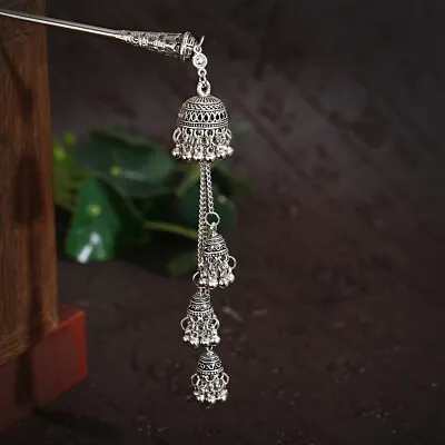 Vintage Silver Bells Hairpin For Women Pearl Tassel Pendant Hair Sticks Jewelry • $1.02