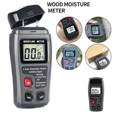 LCD Damp Meter Digital Moisture Detector Wood Humidity Caravan Tester Tool • £9.87