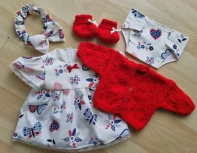 Baby Annabell Or 17 To 19 Inch Baby Doll 5 Piece Hearts & Flowers Dress Set (16) • £12.50