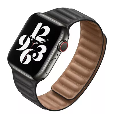 For Apple Watch Leather Link Magnetic Strap Band 45/49mm Ultra Series 8 7 6 SE 5 • $7.42