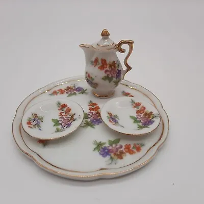 Vintage Occupied Japan China Miniature Teapot Saucers Under Plate Floral • $12.99