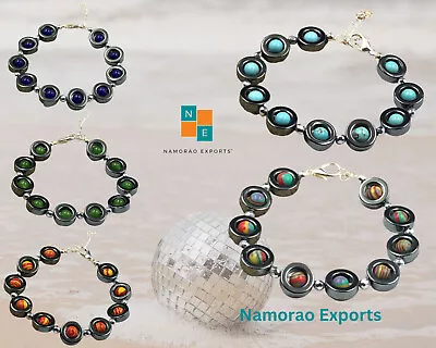 £10.25 • Buy 6 Mm Beaded Gemstone With Hematite Ring Adjustable 7-9 Inches Bracelet Mm