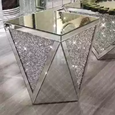 £124.99 • Buy Crushed Diamond Shape Mirrored Table Lamp End Side Table Console Table 48x48cm