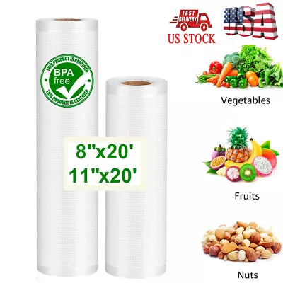 $10.98 • Buy Vacuum Sealer Bags 4Mil Embossed Roll Kitchen Food Saver Seal Storage Bags 8 X20