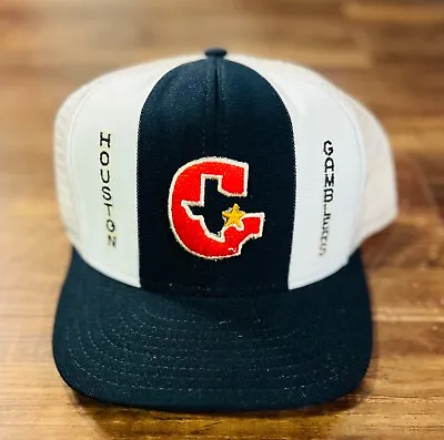 Vintage 80's Houston Gamblers Mesh Trucker Snapback Hat • $40