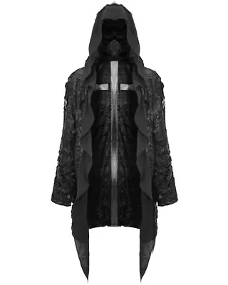 Devil Fashion Mens Gothic Apocalyptic Punk Shredded Cloak Cardigan Jacket Black • $98.64